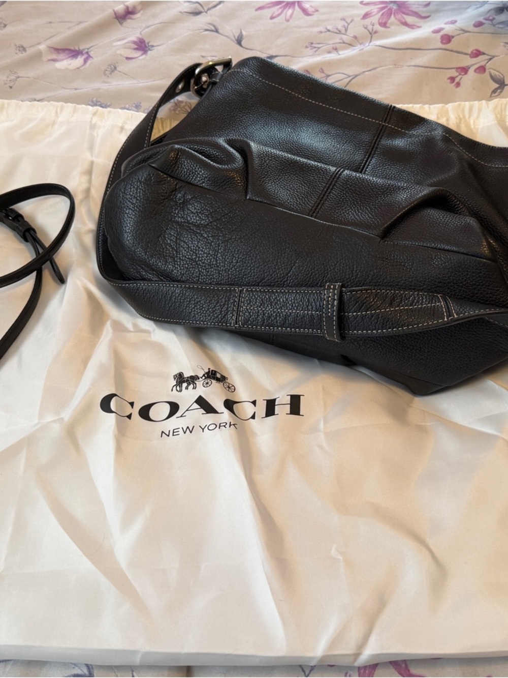 Coach Black Pebbled Leather Hobo Shoulder Bag